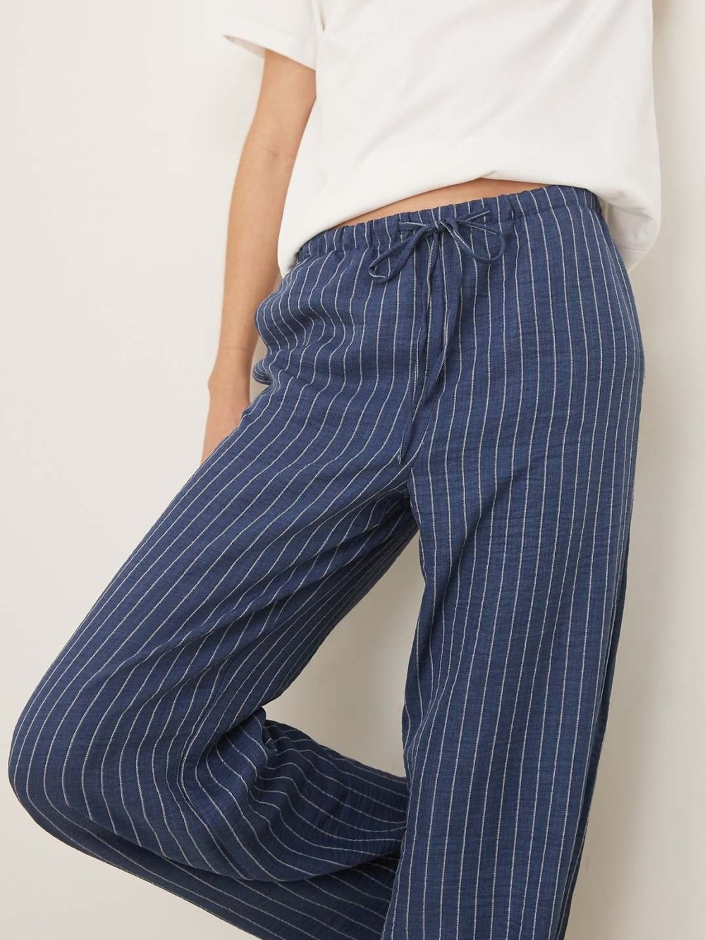 Coldwater Creek 100% Linen Wide Leg Drawstring Ankle Pant